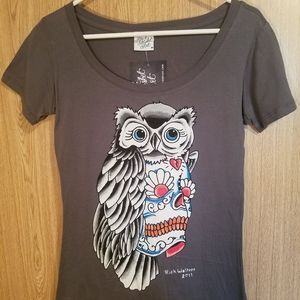 Black Market Art tshirt old school w/ Owl & Skull